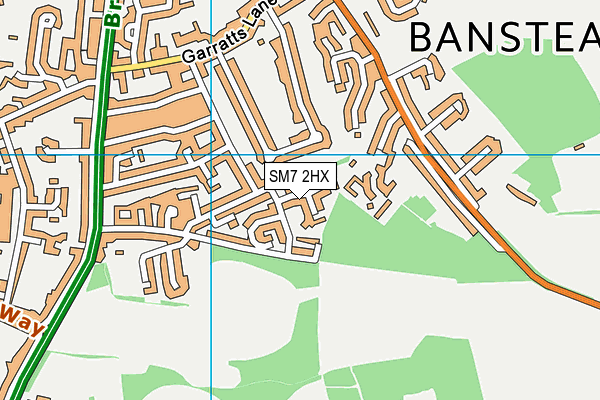 SM7 2HX map - OS VectorMap District (Ordnance Survey)