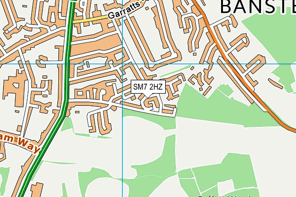 SM7 2HZ map - OS VectorMap District (Ordnance Survey)