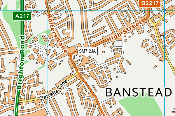 SM7 2JA map - OS VectorMap District (Ordnance Survey)