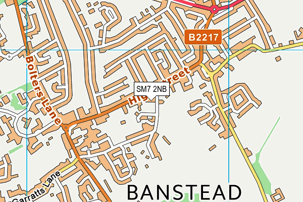 SM7 2NB map - OS VectorMap District (Ordnance Survey)