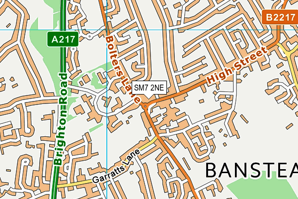 SM7 2NE map - OS VectorMap District (Ordnance Survey)