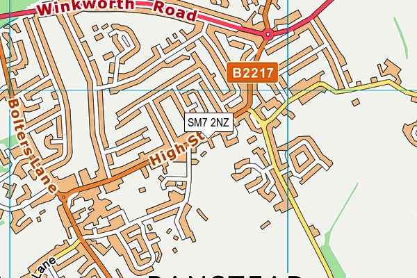 SM7 2NZ map - OS VectorMap District (Ordnance Survey)
