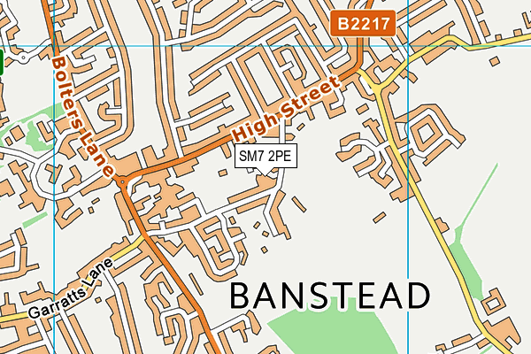 SM7 2PE map - OS VectorMap District (Ordnance Survey)