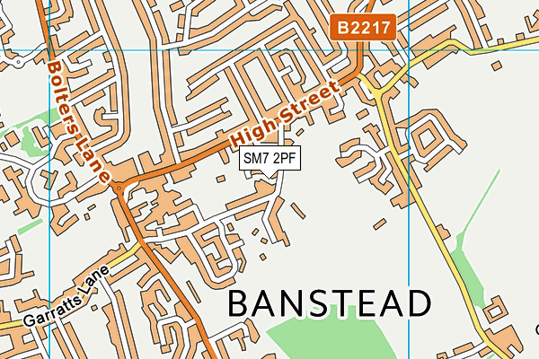 SM7 2PF map - OS VectorMap District (Ordnance Survey)