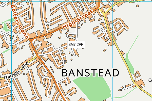 Banstead Cricket Club map (SM7 2PP) - OS VectorMap District (Ordnance Survey)
