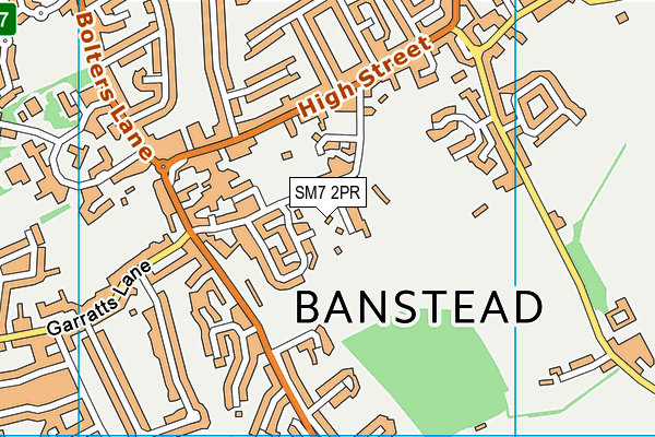 SM7 2PR map - OS VectorMap District (Ordnance Survey)