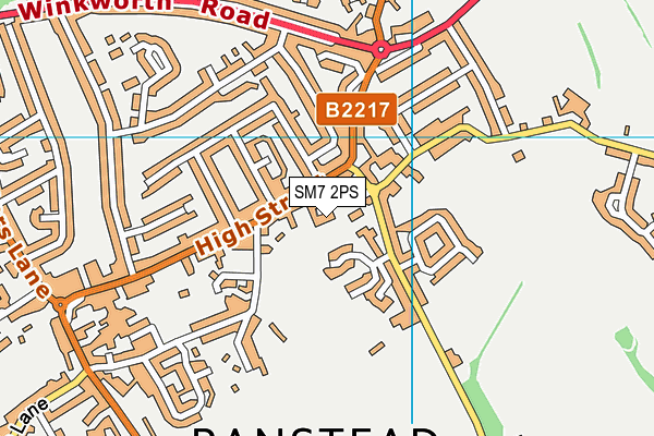 SM7 2PS map - OS VectorMap District (Ordnance Survey)