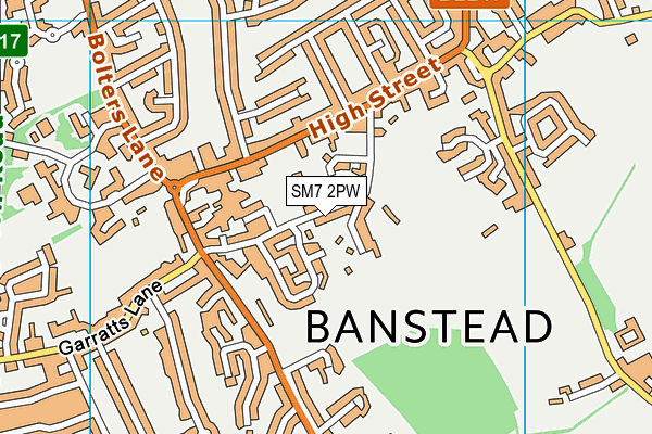 SM7 2PW map - OS VectorMap District (Ordnance Survey)