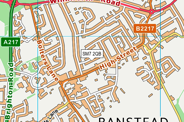 SM7 2QB map - OS VectorMap District (Ordnance Survey)