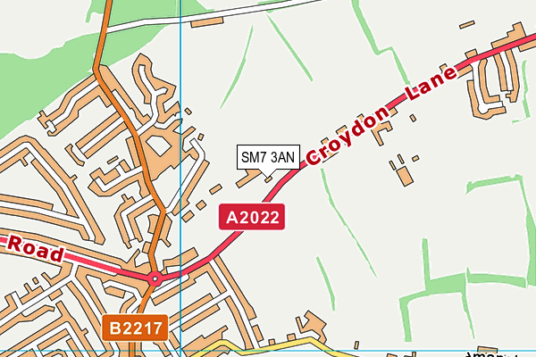 SM7 3AN map - OS VectorMap District (Ordnance Survey)