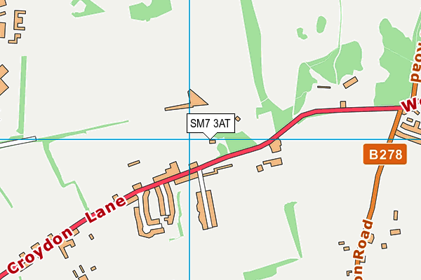 SM7 3AT map - OS VectorMap District (Ordnance Survey)