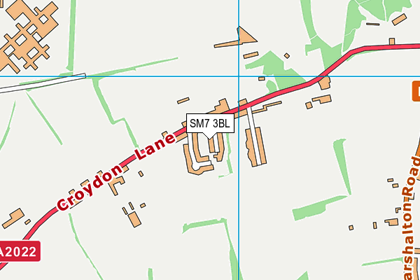 SM7 3BL map - OS VectorMap District (Ordnance Survey)