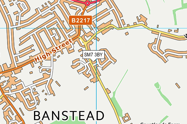 SM7 3BY map - OS VectorMap District (Ordnance Survey)