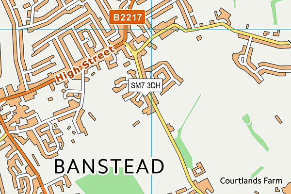 SM7 3DH map - OS VectorMap District (Ordnance Survey)