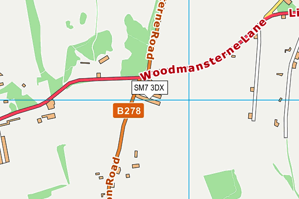 SM7 3DX map - OS VectorMap District (Ordnance Survey)