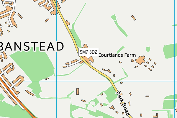 SM7 3DZ map - OS VectorMap District (Ordnance Survey)