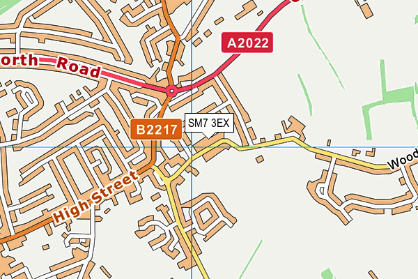 SM7 3EX map - OS VectorMap District (Ordnance Survey)