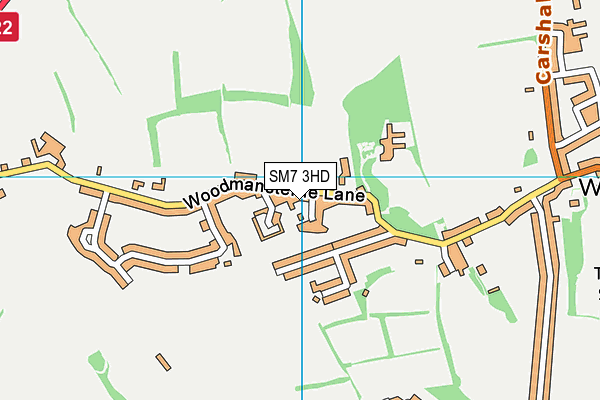 SM7 3HD map - OS VectorMap District (Ordnance Survey)