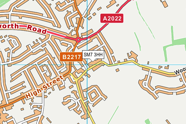 SM7 3HH map - OS VectorMap District (Ordnance Survey)