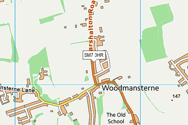 SM7 3HR map - OS VectorMap District (Ordnance Survey)