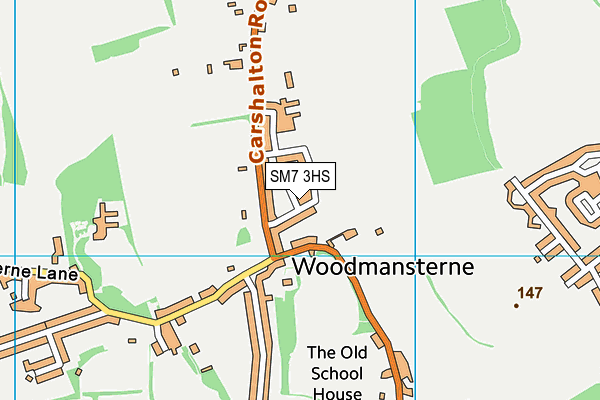 SM7 3HS map - OS VectorMap District (Ordnance Survey)