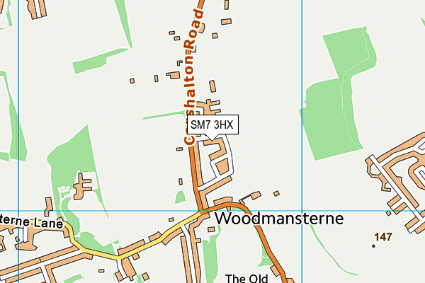 SM7 3HX map - OS VectorMap District (Ordnance Survey)