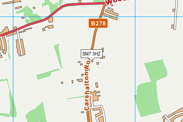 SM7 3HZ map - OS VectorMap District (Ordnance Survey)