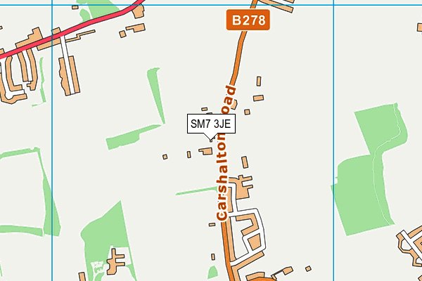 SM7 3JE map - OS VectorMap District (Ordnance Survey)