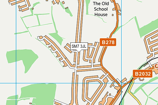 SM7 3JL map - OS VectorMap District (Ordnance Survey)