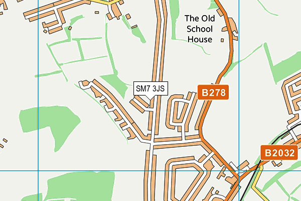 SM7 3JS map - OS VectorMap District (Ordnance Survey)