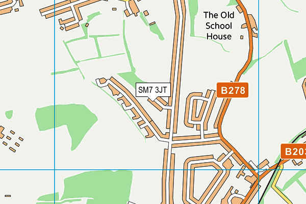 SM7 3JT map - OS VectorMap District (Ordnance Survey)