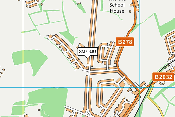 SM7 3JU map - OS VectorMap District (Ordnance Survey)