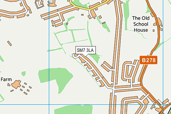 SM7 3LA map - OS VectorMap District (Ordnance Survey)