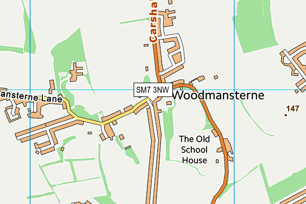 SM7 3NW map - OS VectorMap District (Ordnance Survey)