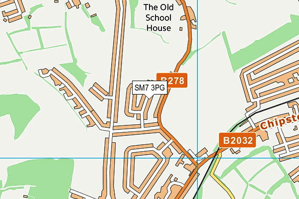 SM7 3PG map - OS VectorMap District (Ordnance Survey)