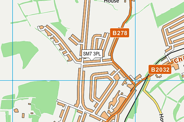 SM7 3PL map - OS VectorMap District (Ordnance Survey)