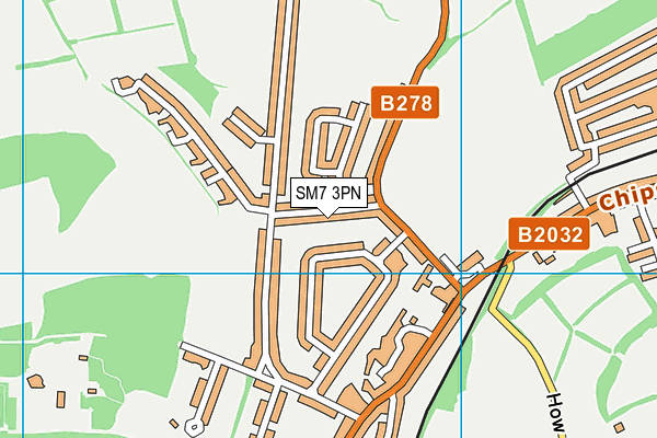 SM7 3PN map - OS VectorMap District (Ordnance Survey)