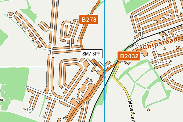 SM7 3PP map - OS VectorMap District (Ordnance Survey)