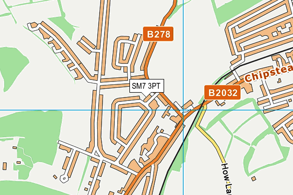 SM7 3PT map - OS VectorMap District (Ordnance Survey)