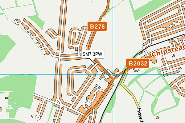 SM7 3PW map - OS VectorMap District (Ordnance Survey)