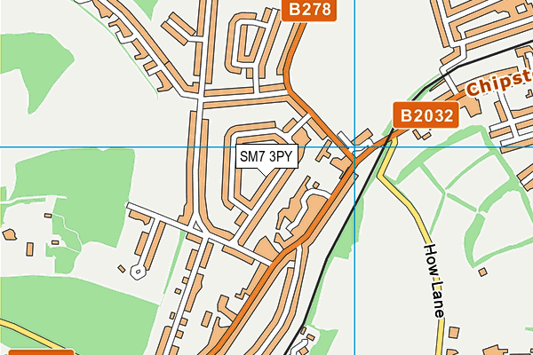 SM7 3PY map - OS VectorMap District (Ordnance Survey)