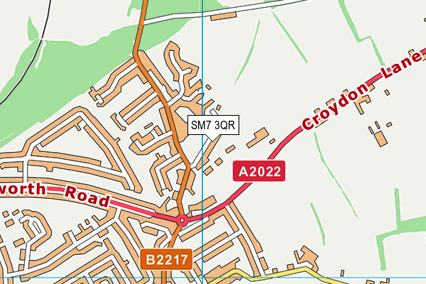 SM7 3QR map - OS VectorMap District (Ordnance Survey)