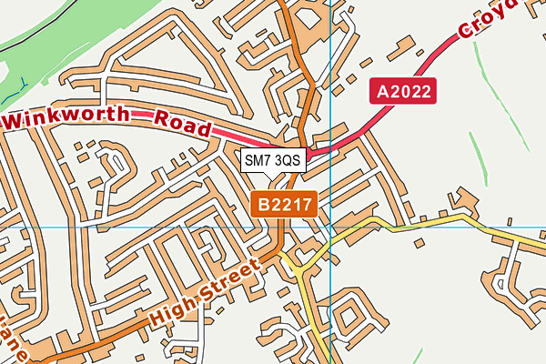 SM7 3QS map - OS VectorMap District (Ordnance Survey)