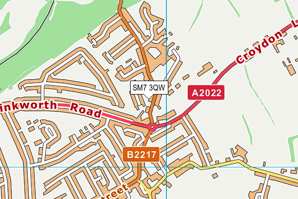 SM7 3QW map - OS VectorMap District (Ordnance Survey)