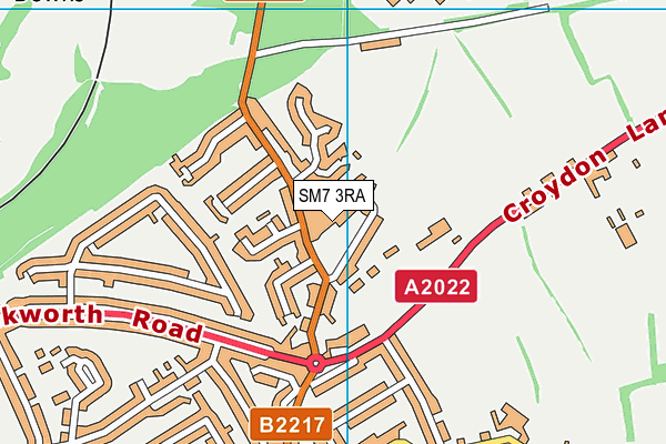 SM7 3RA map - OS VectorMap District (Ordnance Survey)