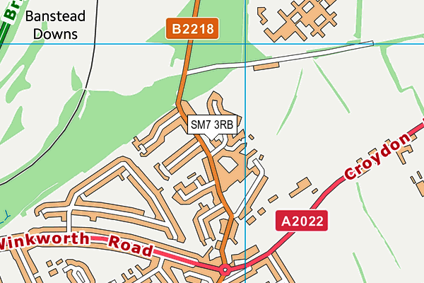 SM7 3RB map - OS VectorMap District (Ordnance Survey)
