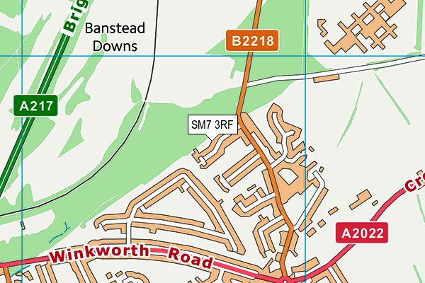 SM7 3RF map - OS VectorMap District (Ordnance Survey)