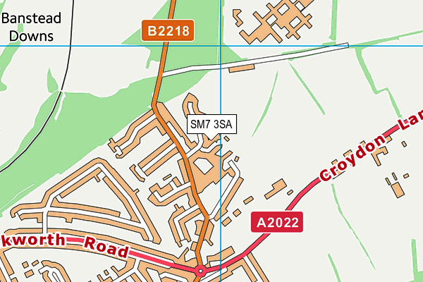 SM7 3SA map - OS VectorMap District (Ordnance Survey)