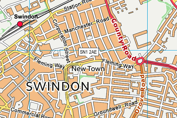 SN1 2AE map - OS VectorMap District (Ordnance Survey)