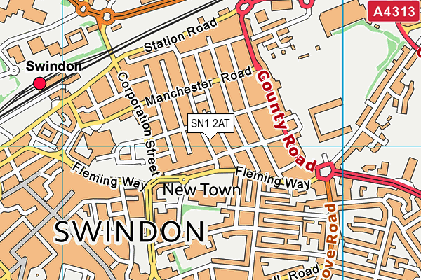 SN1 2AT map - OS VectorMap District (Ordnance Survey)